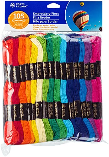 Image of Coats & Clark 6-Strand Embroidery Floss Jumbo Pack 105 /Pkg - Rainbow