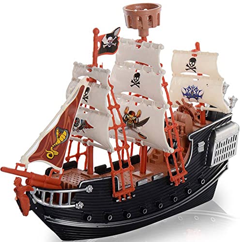 BAKAJI Veliero Nave Pirati Dettagliato Realistico Gioco Giocattolo con Due Personaggi Barca Giochi Giocattoli Set da Gioco Simulazione Realistico Pirata Accessori Riproduzione Fedele Barca
