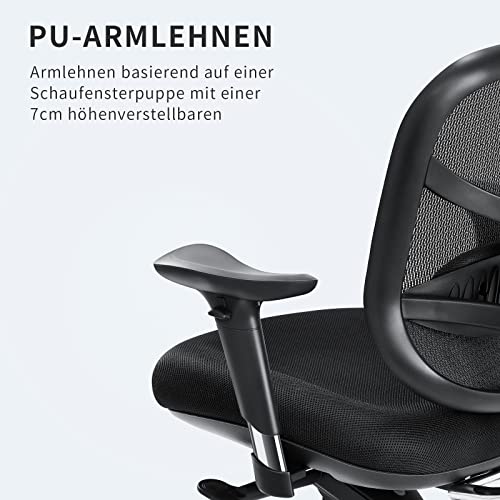 Wafting Ergonomic Office Chair, Adjustable High Backrest Desk Chair With Lumbar Support, 3D Adjustable Headrest And Armrest, Mesh Computer Chair Height Adjustable, 330Lbs Load Capacity, Black #TOP5