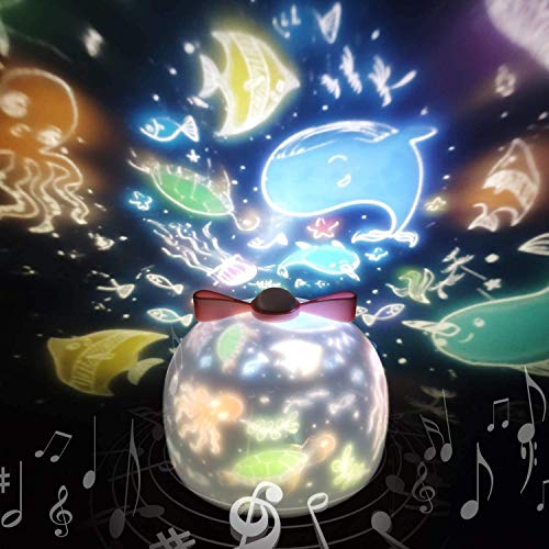 Lâmpada de projeção infantil, 6 conjuntos de projetor de luz noturna de filmes, rotação de 360 graus