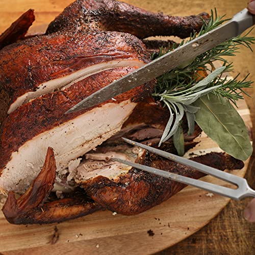 Ergo Chef Pro Series 8-Inch Meat Fork - Carving & Serving Fork - Forged High Carbon Stainless-Steel, Full Tang, Black Handle #TOP5