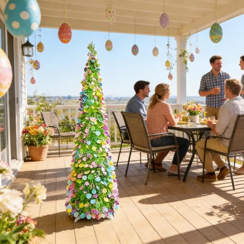 Árboles artificiales de interior de 1.5 m plegables con círculos de purpurina 3