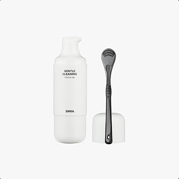 EMRA Gentle Cleaning Tongue Gel + Dual-Sided Cleaner in Black - Fluoride-Free Formula with Peppermint & Chamomile for Fresh Breath & Sensitive Tongue Care