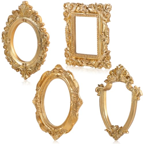 VALICLUD 1 Ensemble 4 Pièces Accessoires De Cadre Photo Flottant Cadres Photo Assortis Miniatures Cadre Baroque Cadre Photo Décoratif Cadre Vintage Mini- Cadres Ancien Résine A5 Tableau