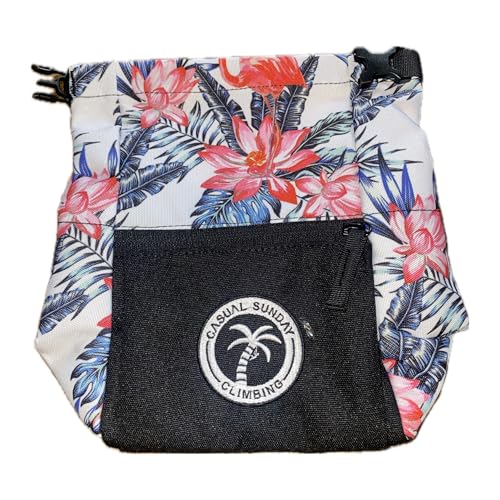 A Casual Boulder Bucket - Tropical print bouldering bucket chalk bag with storage pouch and brush loops