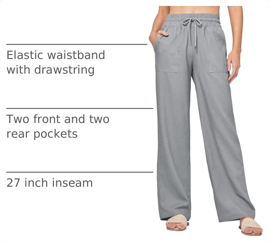 Image of Willit Women Linen Pants Wide Leg Palazzo Trousers 29 inch /31 inch / 33 inch
