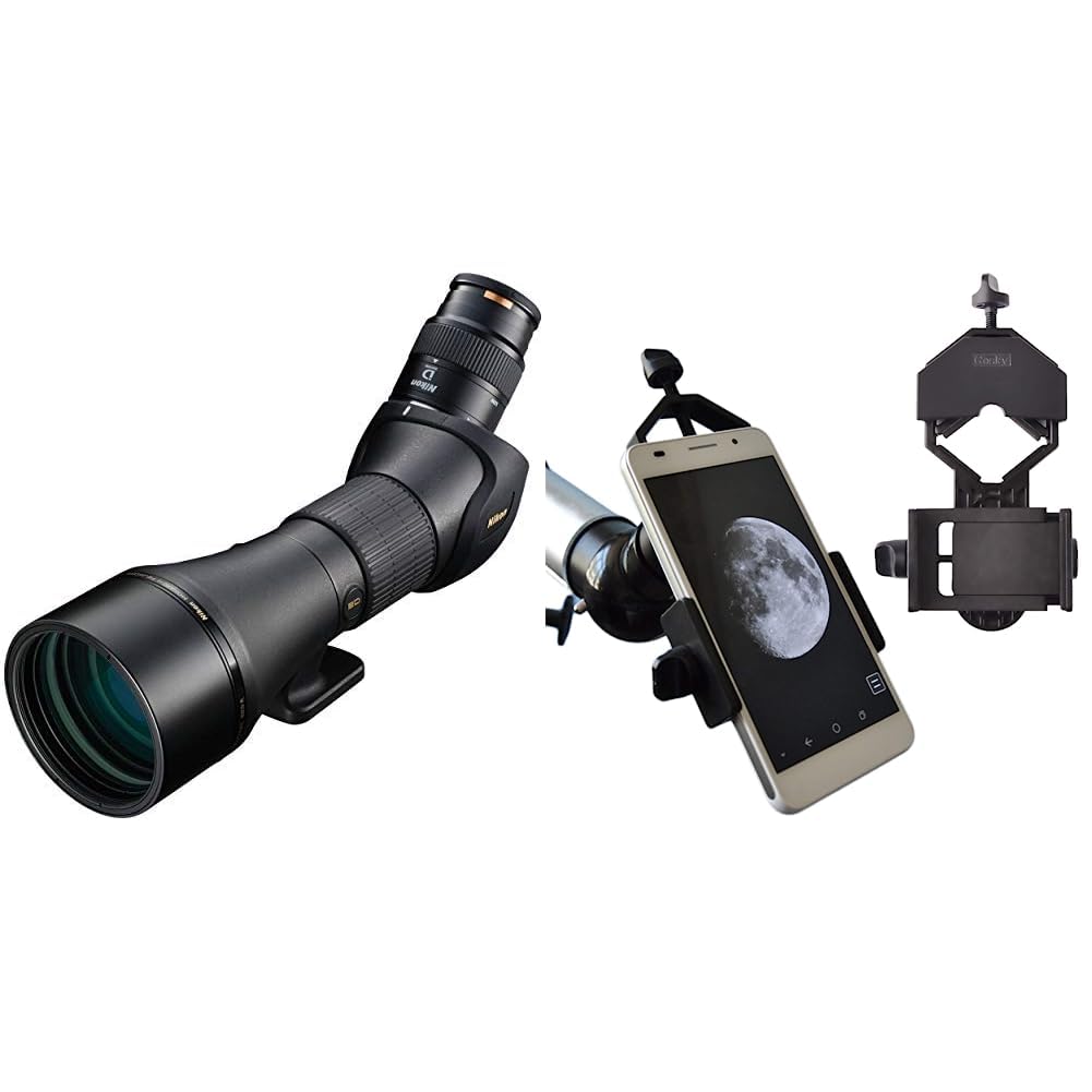 Nikon Monarch FIELDSCOPE 82ED-A W/MEP-20-60 and GOSKY Smartphone Adapter Mount Regular Size
