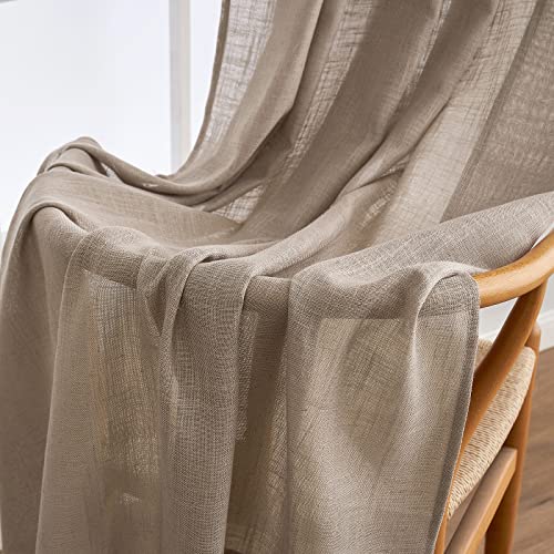 Taupe Linen 84 Curtains 2 Panels for Bedroom and Living Room - Modern Farmhouse Decor