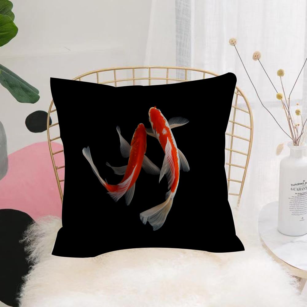 HYMSXW Cushion Cover,Throw Pillow Case Home Decorative for Living Room Bedroom Sofa Chair 20X20 Inch,Colorful Carp Koi Fish Animals Wildlife Aquatic Asian Beautiful Chinese Closeup,Pillowcase 50X50cm