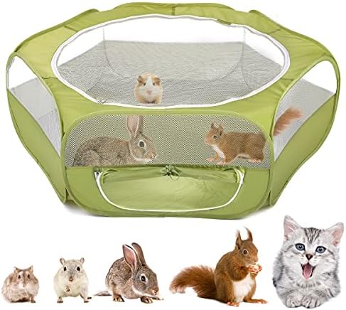 VavoPaw Small Animals Playpen, Breathable Pet Cage Tent with Double-Opening Zipper, Portable Outdoor Exercise Yard Fence for Hedgehog Hamster Kitten Bunny Squirrel Guinea Pig