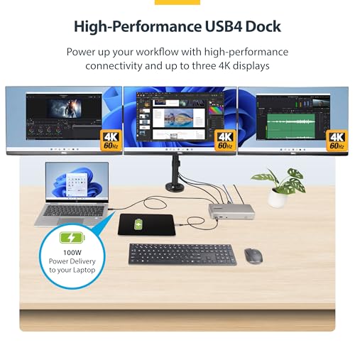 Docking station USB4 triple 4K 60Hz con puerto Ethernet 2.5GbE para laptops 3