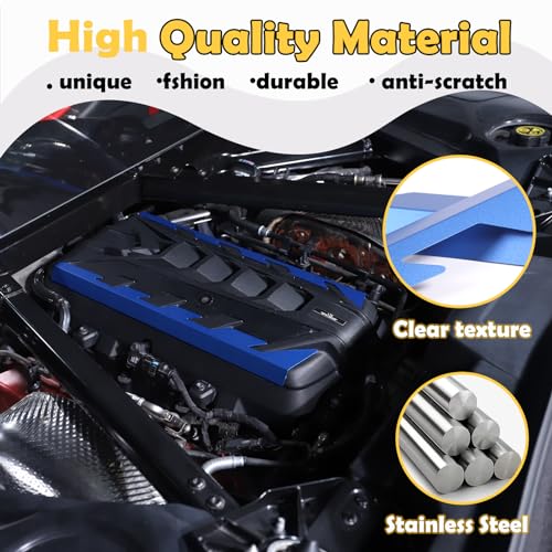 Image of CHEAYAR Engine Bay Panel Cover Compatible with Chevrolet Corvette C8 2020-2023, Engine Shroud Cover Panel Trims, C8 Accessories 2PCS (Engine Bay Trim - Blue)