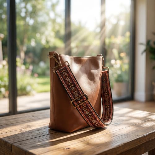 Image of Flower Purse Strap Replacement Embroidery Crossbody Shoulder Strap for Handbag Canvas Purse Extender Accessories