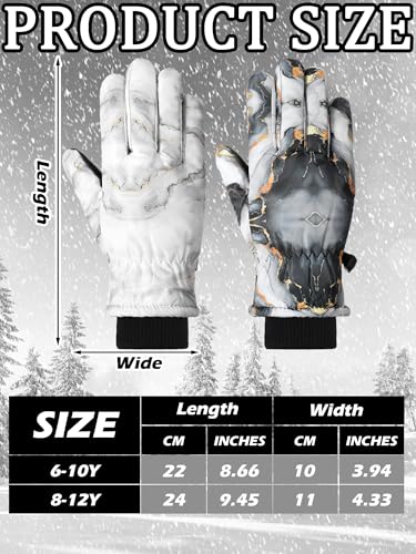 Image of SATINIOR 2 Pairs Kids Waterproof Winter Snow Gloves Ski Gloves for Boy Girl Outdoor Warm Thickening Snowboard