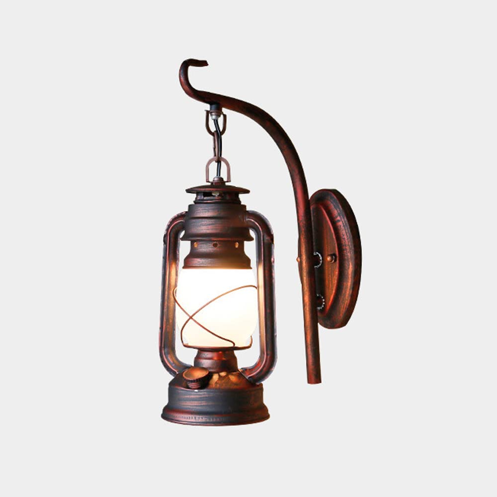 SXECAEPS Farmhouse Wall Mount Light Retro Industrial Sconce Steampunk Lamp, Vintage Metal Wall-mounted Lamps with Frosted Glass Shade, E27 Edison Antique