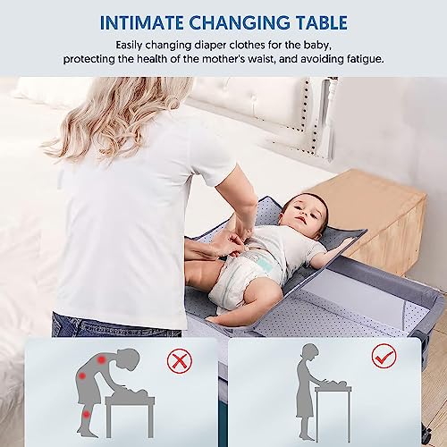 Bellababy Bedside Bassinet/ Sleeper/ Crib with Changing Table, Easy Folding Portable Crib, Adjustable Portable Bed for Infant/Newborn (Dark Grey) - Thumbnail 2