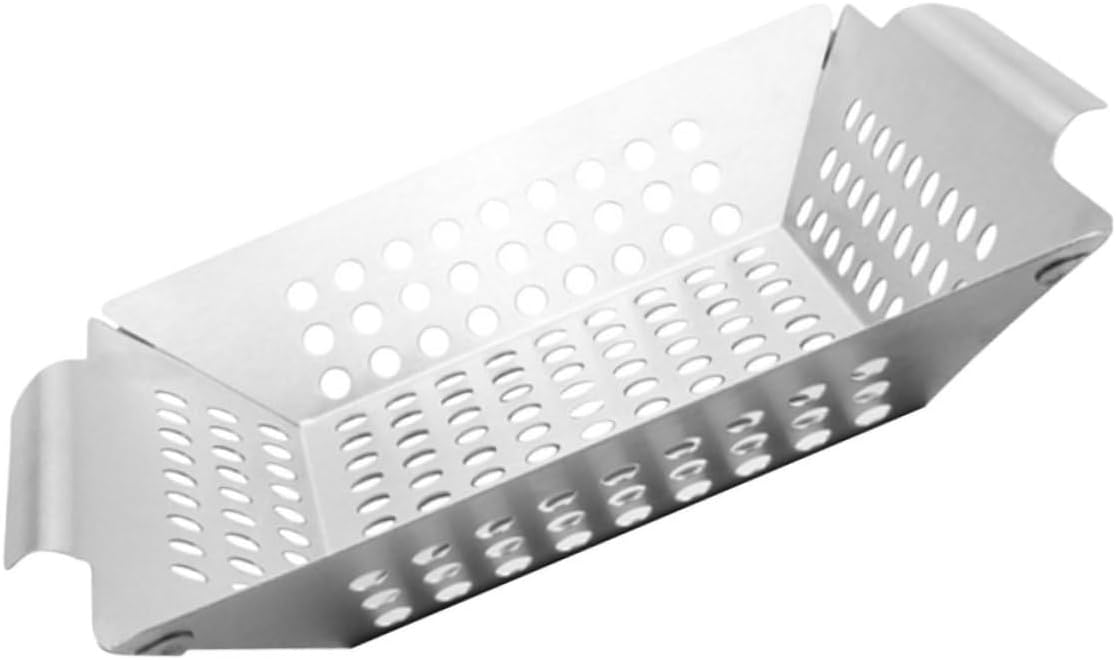 Stainless Steel BBQ Grill Pan Double Handles Multi-Function Outdoor Grill Tray for Barbecue