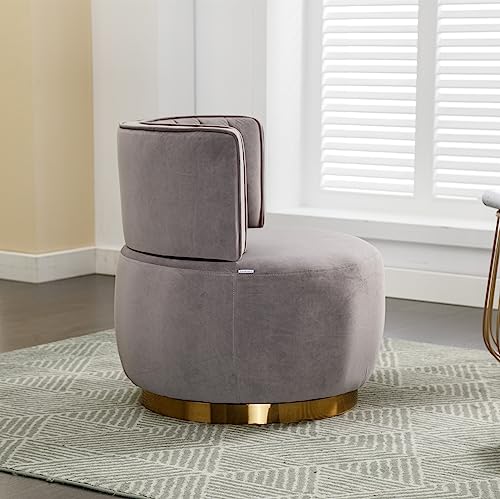 Sillón Giratorio Moderno Terciopelo Gris miniatura 6