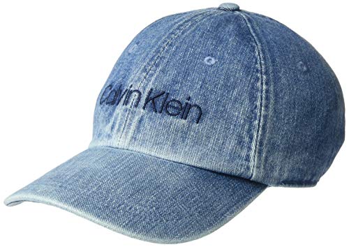 Calvin Klein Men's Logo Adjustable Cap, Dark Chambray, One Size