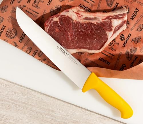 Miniatura 5 de Arcos Cuchillo carnicero con Hoja Acero Inoxidable 250 mm. Cuchillo cocina profesional cortar carne, pescado y verduras. Mango ergonómico polioximetileno. Serie 2900. Color amarillo.
