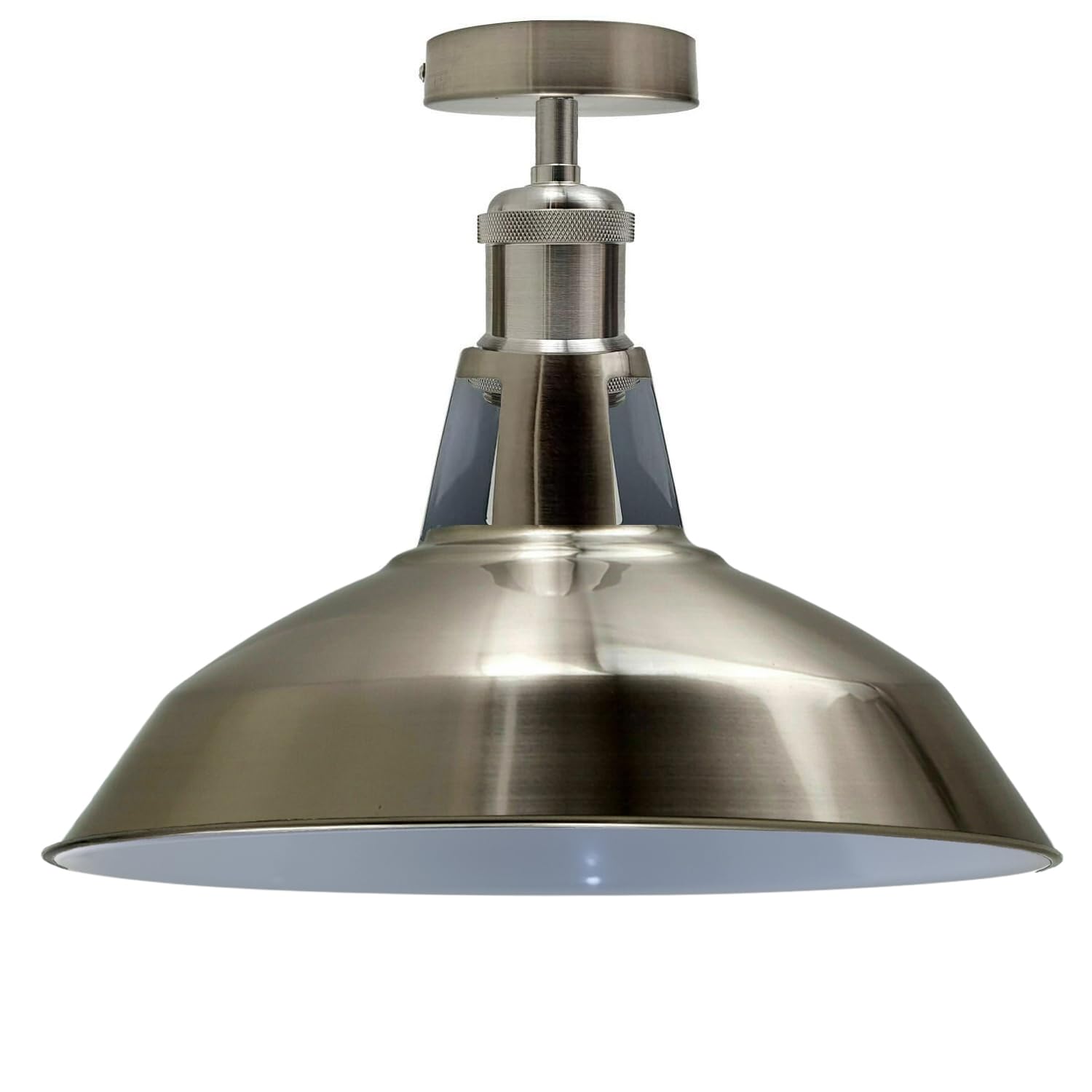 Ledsone Satin Nickel Semi Flush Mount Ceiling Light Fitting-Industrial Vintage Style Kitchen Light Ceiling Metal 30Cm Rustic Farmhouse Lighting Fixture (Satin Nickel)