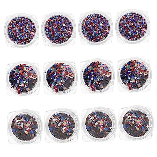 MUSISALY DIY Manicure Supplies 12 Boxes of Sequin Nail Stickers Glitters for Nail Glitters Easy Application for Natural Artificial Nails