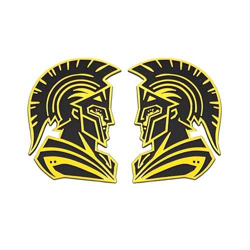 Image of Spartan Emblem 3D Warrior Badge, Custom Car Decal Sticker - Durable Exterior Trunk, Hood, Fender for Car, Truck, SUV (Set of 2) (Yellow)