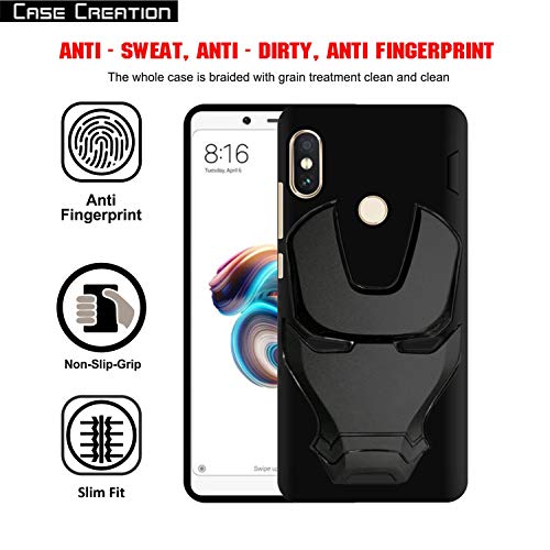 Image of COVERLY Official 3D Smooth Feel Avengers Logo Mask Soft Rugged Grip Iron Man Engraved Cartoon Movie Engraved Silicone Rubber Matte Strong Back Cover for Xiaomi Redmi Note 5 Pro - Black