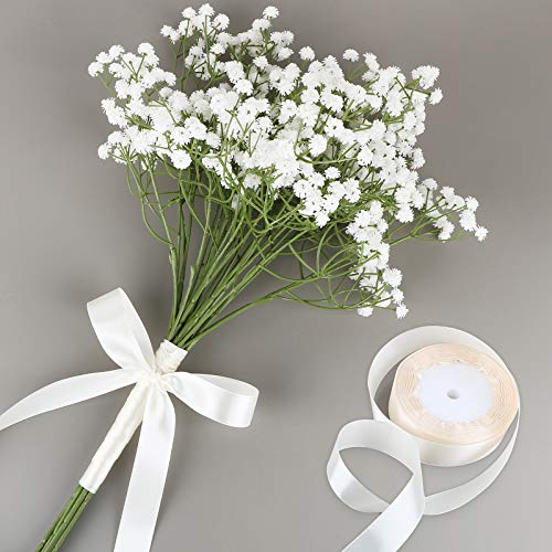 VINFUTUR 6pcs Flores Artificiales Paniculata Ramos Artificiales Decorativas con Cinta Plantas Falsas Gypsophila Plástico para Decoración Jarrón Mesa Boda Fiesta Hogar Manualidad DIY