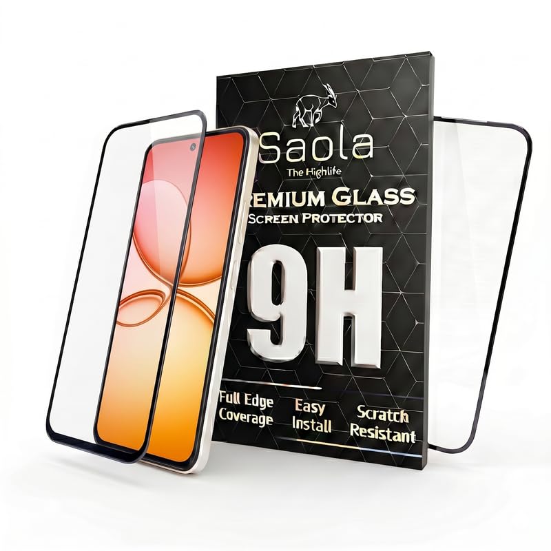 Image of Saola HD Clear Tempered Glass for Realme 15T | High Strength 9H Protection, Smooth Touch, Full Coverage Screen Guard, 2-Step Installation Kit | Quick & Easy Application (Pack of 2)