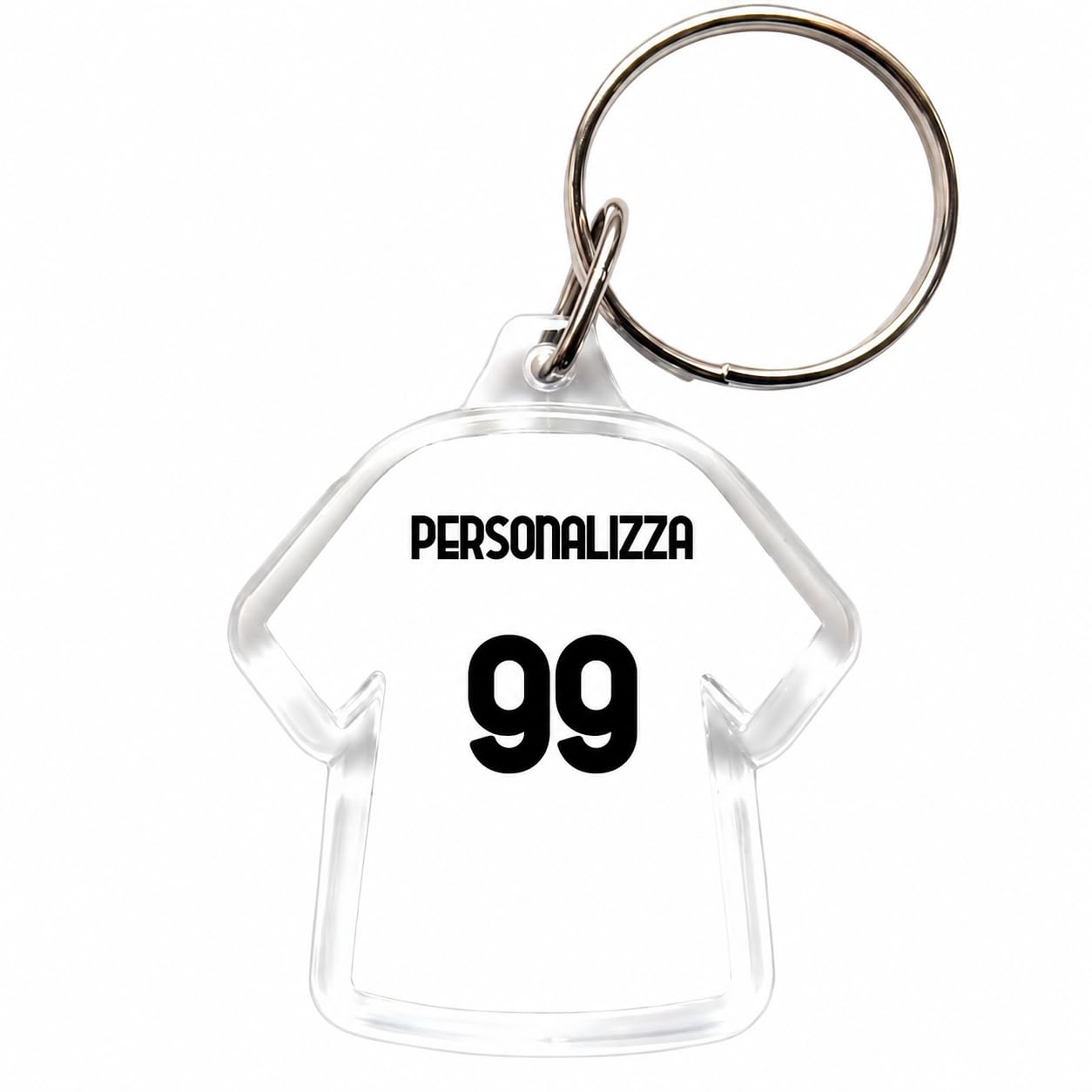 1/10/20/50 Portachiavi Personalizzabili con sagoma T-Shirt in Acrilico - Portachiavi Personalizzato per Società Sportive, Club e Associazioni - Idea Regalo Uomo e Ragazzo