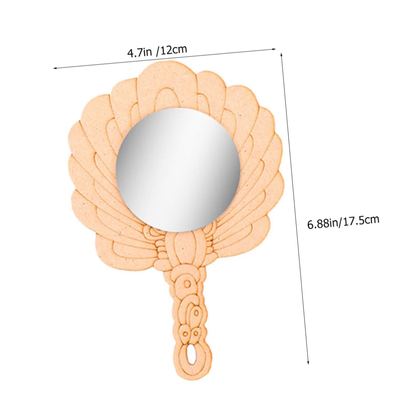 BRIGHTFUFU 3Pcs Wooden Mirror DIY Craft Unfinished Handheld Mirror for Safe Material for Creative Painting and Decoration Activities