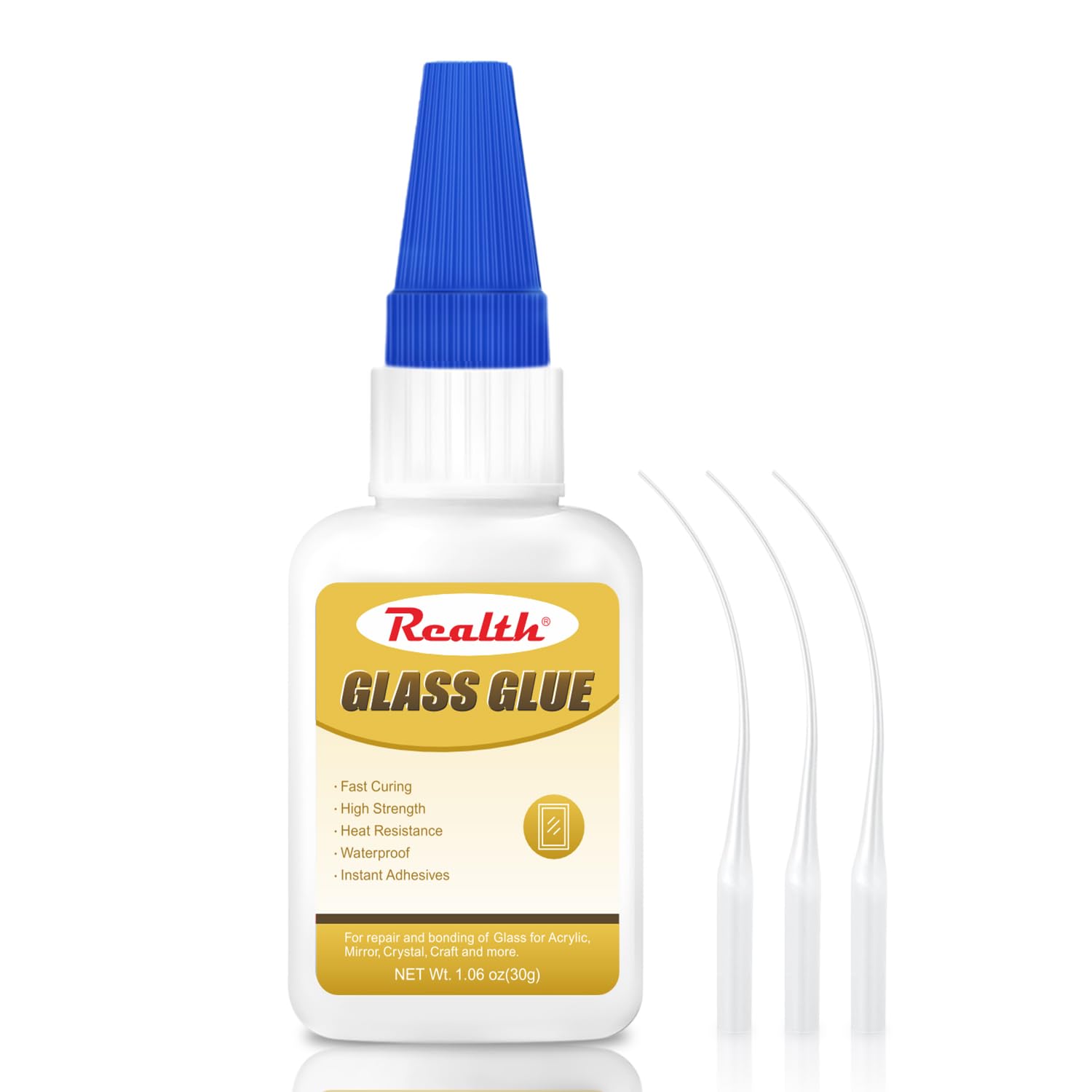 Realth Glass Glue | 30g Strong Clear Glue for Repair Glass Bond | Fast Curing Waterproof | with Anti-Clog Cap | Suitable for Acrylic Mirror Crystal Craft — image 1