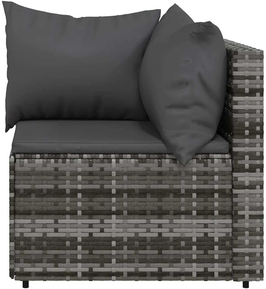 Patio Lounge Set Grey PE Rattan, Powder-Coated Steel, Tempered Glass, Outdoor Sofas, 319763