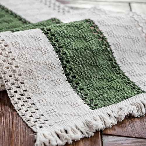 Linen Fringe Table Runner for Dinning Table 4-6 Seater 71in/180cm