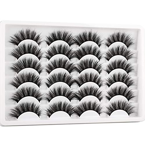 False Lashes 12 Pairs Fluffy Faux Mink Eyelashes Pack Cat eye Natural 3D False Eyelashes Dramatic Eye Lashes by Yawamica