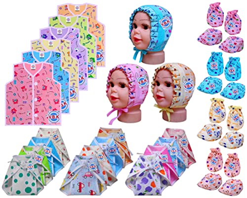 V.B.K® Baby Boys and Baby Girls Clothing Set Combo With Jabla and Nappy, 0 to 6 Months, Pure Hosiery Soft Fabric (18)