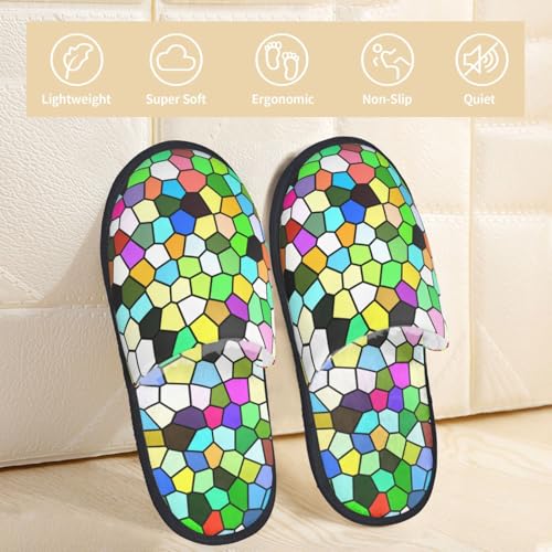 Colorful Tie Dye Stained Glass Print Women Slippers Home Furry Shoes Keep Men Couples Shoes Warm For Women-3