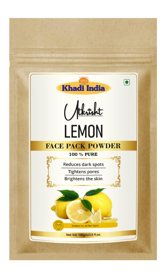 Image of Khadi Lemon Face Pack Powder 100g | For Pigmentation, Dark Sports & Breakouts | Rich in Vitamin C | Skin Brightening | Natural & Ayurvedic | Removes Impurities | Face Pack for Men & Women