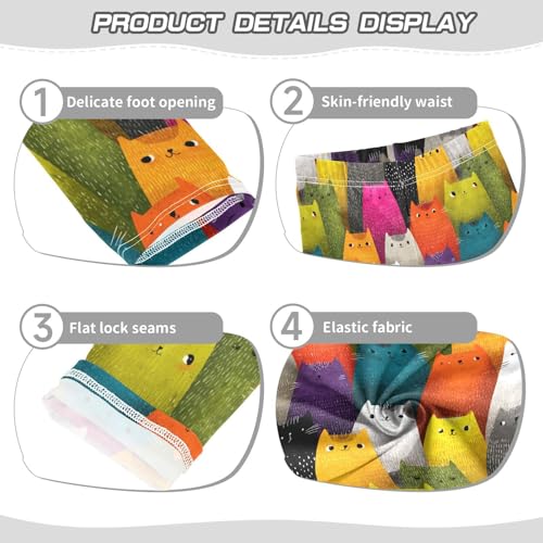 Girls Leggings Colorful Cats Animals Soft Toddler Leggings for Girls Kids Pants Size 4T-10T3