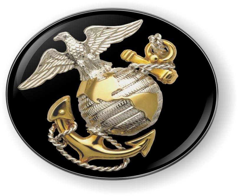 Image of BestLicensePlateFrames - USMC - The Eagle, Globe, and Anchor 3D Domed CAR Emblem Badge Sticker Flexible - Official U.S. Marine Corps Licensed Product