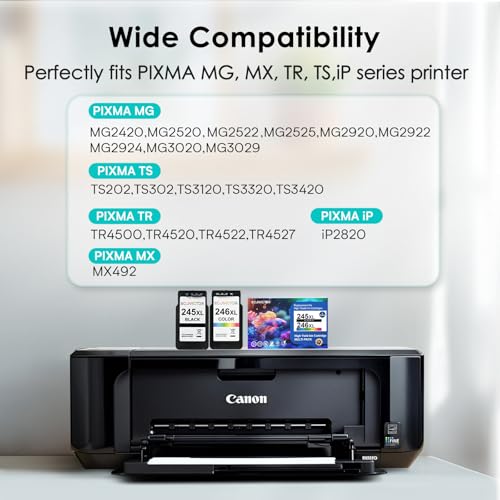 Eco Victor Eco-Friendly Ink Cartridge Replacement for Canon 245XL 246XL Black and Color Combo 2 Pack 245 246 PG-245 CL-246 XL for PIXMA TR4520 TR4522 TR4500 TS3320 MX492 MG2522 MG2920 MG3029 Printer