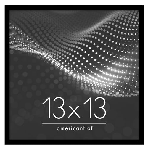 Image of Americanflat 13x13 Picture Frame with Polished Plexiglass - Streamline Collection - Thin Border Square Frame for Wall Display - Hanging Hardware Included - Black