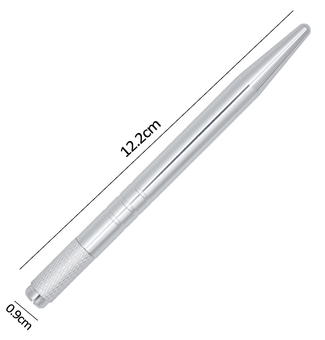 XIAOYU 10 Pieces Microblading Pens Manual Eyebrow Tattoo Pens Light Microblading Handles for Makeup Eyebrow Tattoo Supplies(Silver) - Image 3