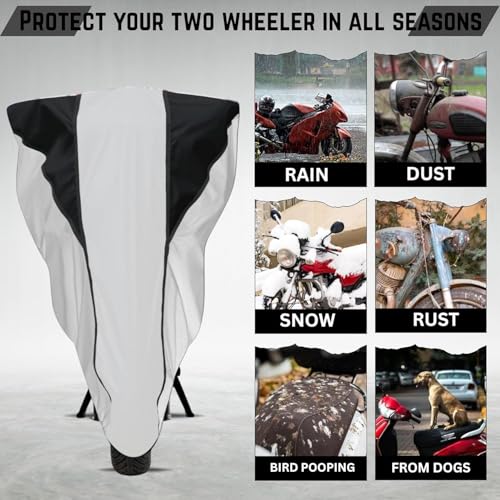 Image of Motorcycle Scooty Body Cover for Outdoor Use - Heavy Fabric Water Resistant Two Wheeler Cover with UV, Dust & Rain Protection Compatible for Ola S1 Pro