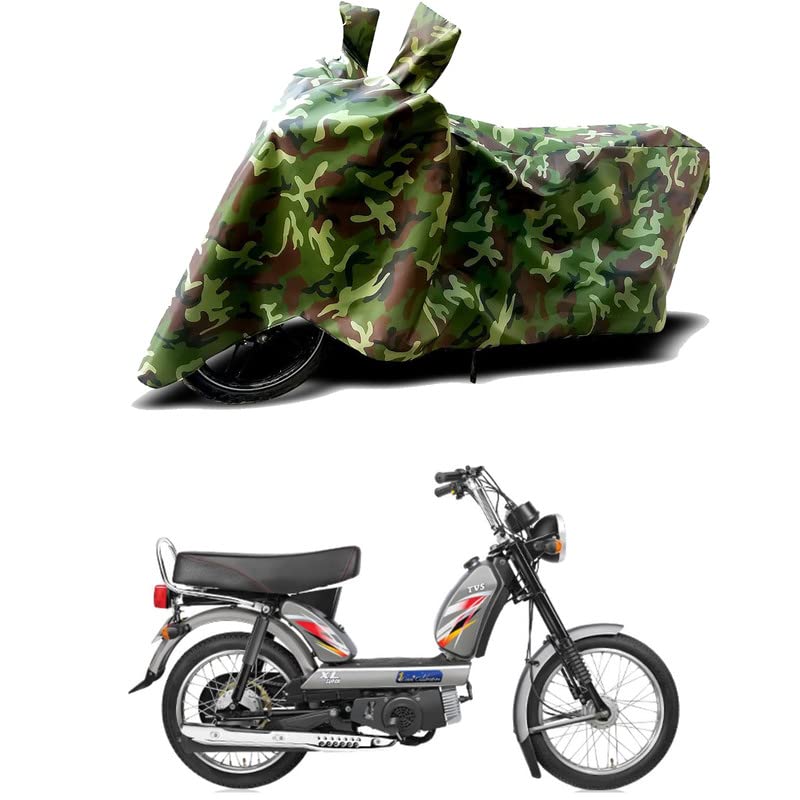 Image of 100% Water Resistant Bike Scooty Two Wheeler Body Cover Compatible for TVS XL100 Heavy Duty /UV-Rays /Heat Protection /Birds Dropping /Scratchproof /Dust Proof /Waterproof /All Varient[Green MJ]