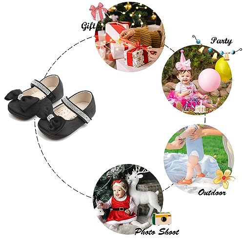 image for Felix & Flora Soft Sole Black Baby Shoes - Infant Baby Walking Shoes M
