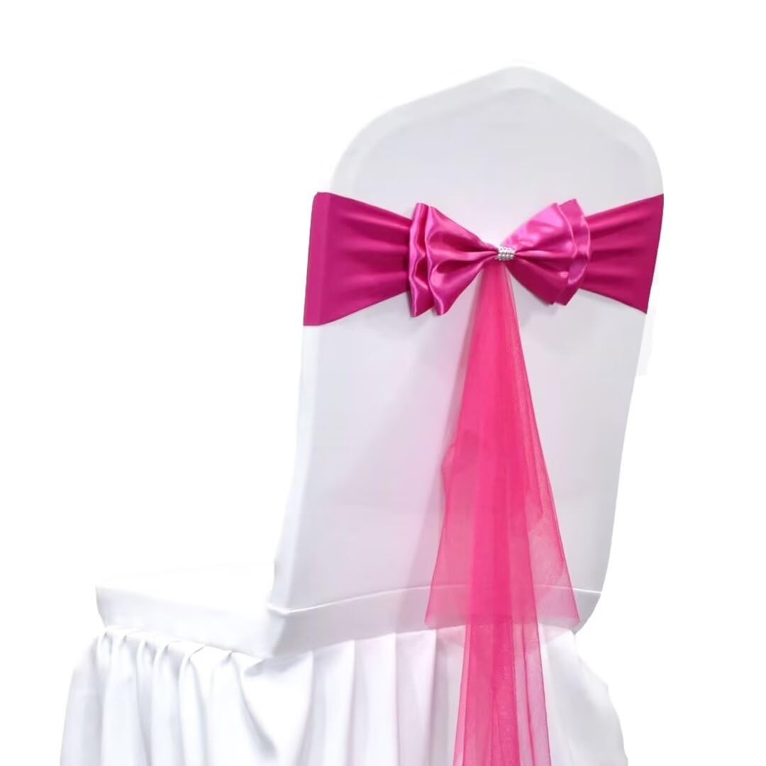 Bandas elásticas de poliéster para sillas de boda con lazo, perfectas para banquetes, fiestas, ceremonias y decoraciones de recepción, paquete de 9