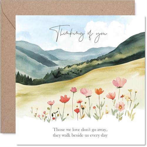 Watercolour Sympathy Card for Women and Men Floral Countryside