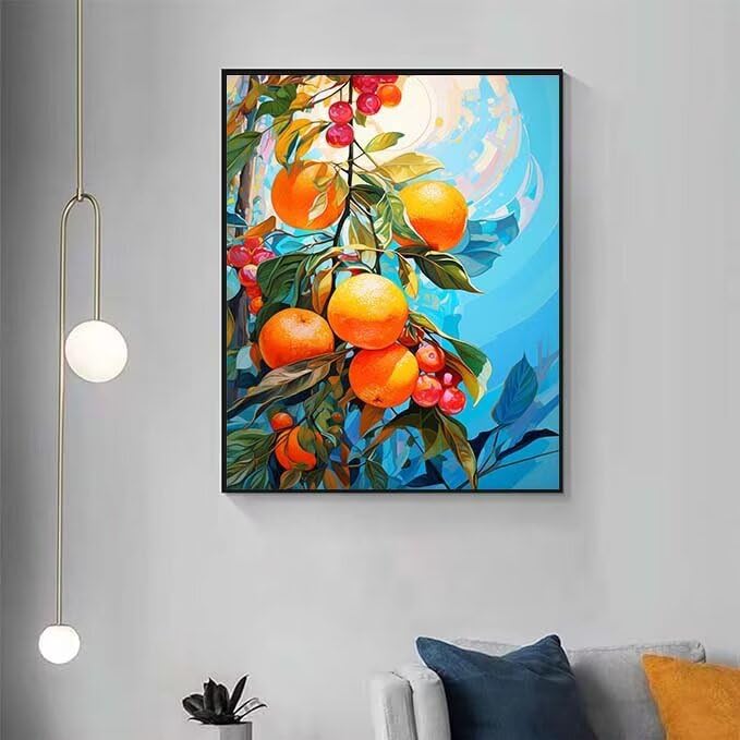 Kit De Pintar Por Números NEWENMO Con Marco - Motivo Frutas, Lienzo 30x40 Cm, Ideal Para Adultos